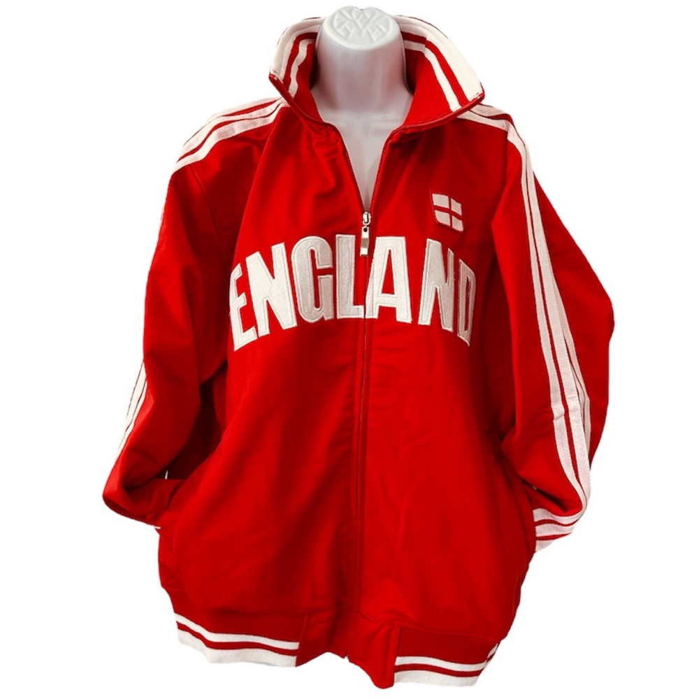 Brand New Red & White ENGLAND Warm-Up Soccer / Basketball Jacket Size Large